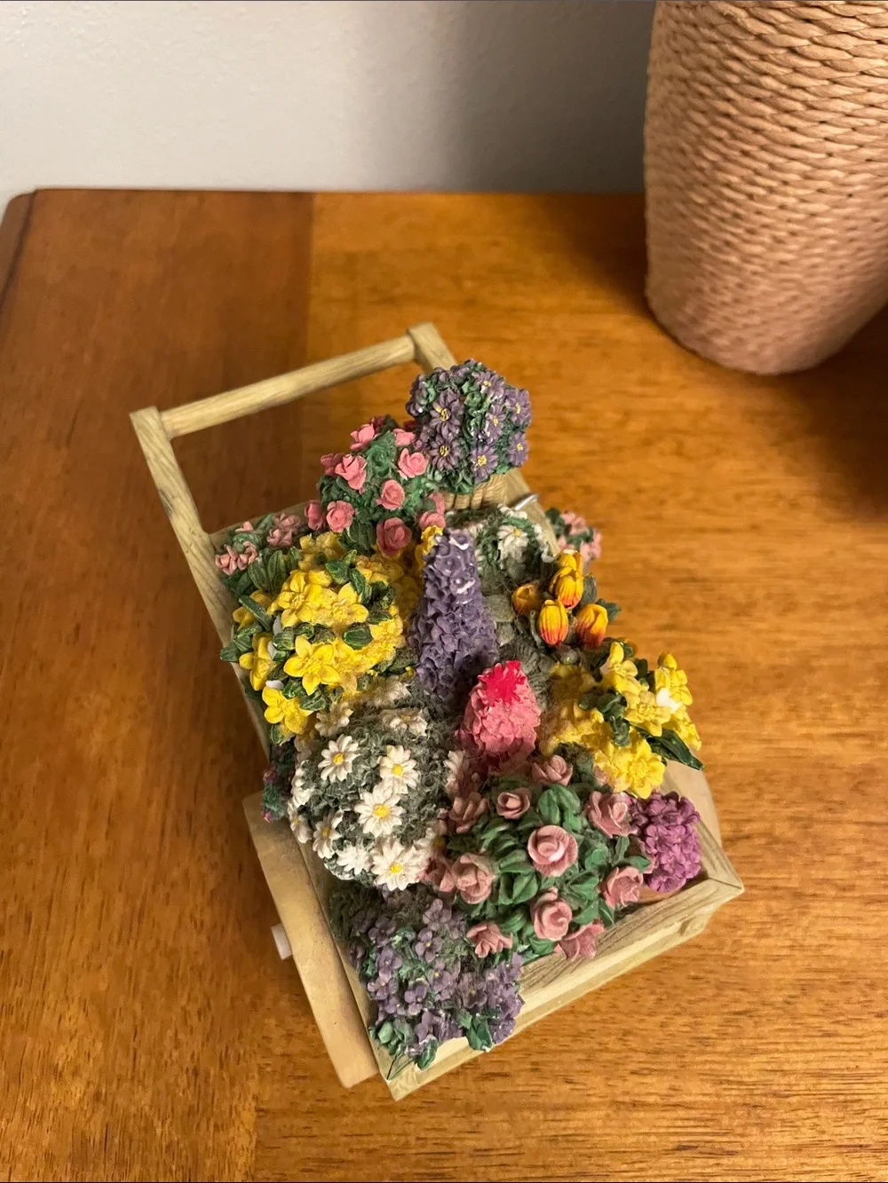 Vintage 1996 San Francisco Music Box Company Resin Flower Cart or Wagon Figure